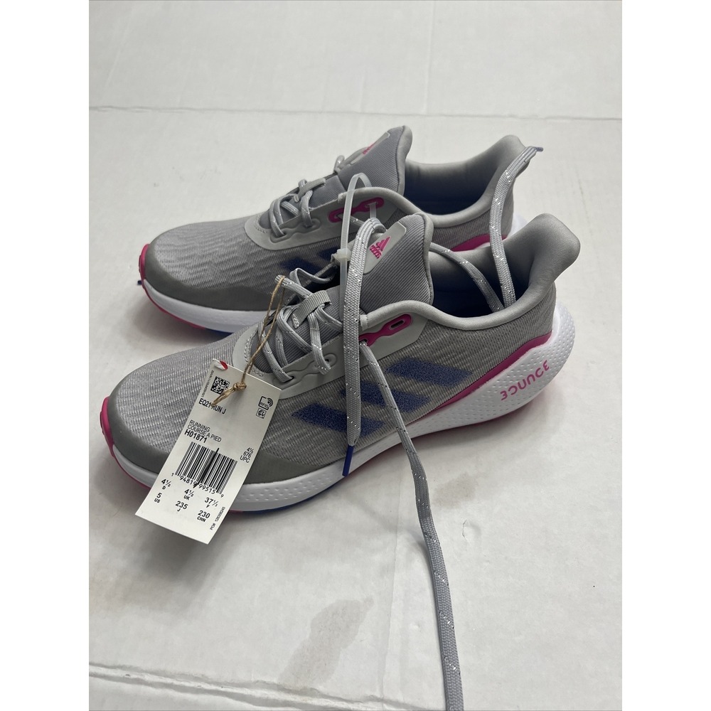 NEW Adidas‎ Big Girls Sneakers Size 5 Gray Pink Blue Lightweight & Comfortable